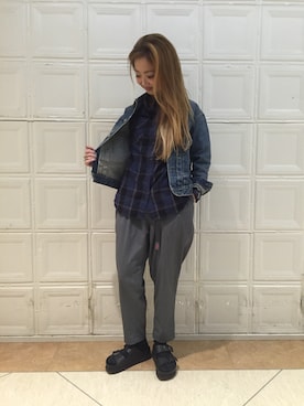 「BEAMS BOY（ビームスボーイ）のアイテム（デニムジャケット）」を使った、sawaaaさん（レディース・157cm）の春コーディネート