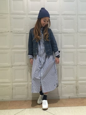 「BEAMS BOY（ビームスボーイ）のアイテム（デニムジャケット）」を使った、sawaaaさん（レディース・157cm）の春コーディネート
