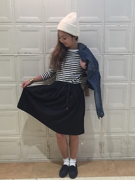 「BEAMS BOY（ビームスボーイ）のアイテム（デニムジャケット）」を使った、sawaaaさん（レディース・157cm）の夏コーディネート