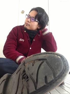 「リーバイス」｜「アイテム（スタジャン）」を使った、大ちゃんさん（メンズ・165cm）の冬コーディネート