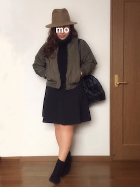 「Cheek（チーク）のアイテム（帽子）」を使った、momo.さん（レディース・162cm）の冬コーディネート