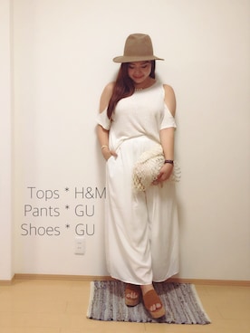 「Cheek（チーク）のアイテム（帽子）」を使った、momo.さん（レディース・162cm）の夏コーディネート