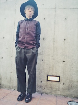 「no brand（ノーブランド）のアイテム（ハット）」を使った、中尾 寿揮さん（メンズ・167cm）の冬コーディネート