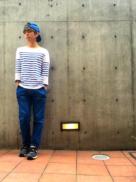 「HARE（ハレ）のアイテム（帽子）」を使った、中尾 寿揮さん（メンズ・167cm）の夏コーディネート