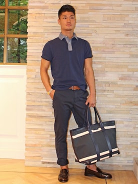 「TOMMY HILFIGER（トミーヒルフィガー）のアイテム（トートバッグ）」を使った、やまださん（メンズ・168cm）の夏コーディネート