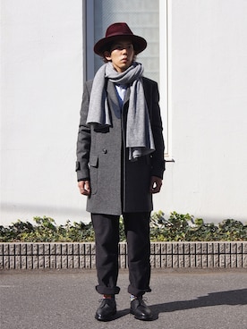 「 ハット」｜「アイテム（トレンチコート）」を使った、UNDERPASSさん（メンズ・170cm）の秋コーディネート
