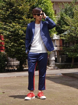 「COMME des GARCONS HOMME（コム デ ギャルソン・オム）のアイテム（ジャケット/アウター）」を使った、UNDERPASSさん（メンズ・170cm）の春コーディネート