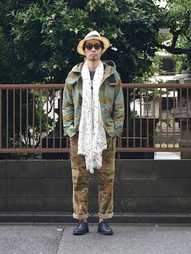 「uniform experiment」｜「アイテム（マウンテンパーカー）」を使った、UNDERPASSさん（メンズ・176cm）の夏コーディネート