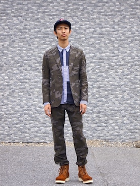 「SOPHNET.（ソフネット）のアイテム（テーラードジャケット）」を使った、UNDERPASSさん（メンズ・172cm）の夏コーディネート