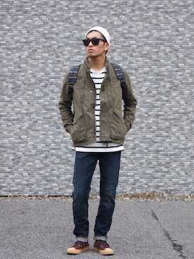 「nonnative（ノンネイティブ）のアイテム（ミリタリージャケット）」を使った、UNDERPASSさん（メンズ・170cm）の夏コーディネート