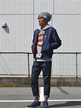 「uniform experiment」｜「アイテム（ミリタリージャケット）」を使った、UNDERPASSさん（メンズ・172cm）の秋コーディネート