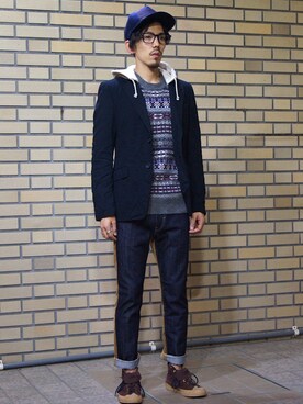 「COMME des GARCONS HOMME（コム デ ギャルソン・オム）のアイテム（ジャケット/アウター）」を使った、UNDERPASSさん（メンズ・170cm）の秋コーディネート