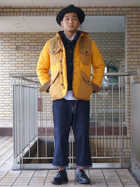 「JUNYA WATANABE COMME des GARCONS（ジュンヤワタナベコムデギャルソン）のアイテム（ダウンジャケット/コート）」を使った、UNDERPASSさん（メンズ・170cm）の冬コーディネート