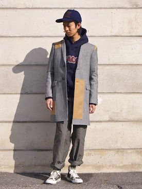 「アイテム（トレンチコート）」を使った、UNDERPASSさん（メンズ・172cm）の冬コーディネート