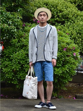 「SOPHNET.（ソフネット）のアイテム（テーラードジャケット）」を使った、UNDERPASSさん（メンズ・170cm）の春コーディネート