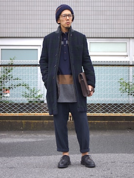 「kolor BEACON（カラービーコン）のアイテム」を使った、UNDERPASSさん（メンズ・170cm）の秋コーディネート