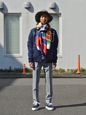 「アイテム（スタジャン）」を使った、UNDERPASSさん（メンズ・170cm・20代）の秋コーディネート