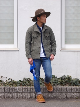 「アイテム（ミリタリージャケット）」を使った、UNDERPASSさん（メンズ・170cm・20代）の春コーディネート