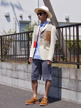 「JUNYA WATANABE MAN（ジュンヤワタナベマン）のアイテム（テーラードジャケット）」を使った、UNDERPASSさん（メンズ・172cm）の春コーディネート