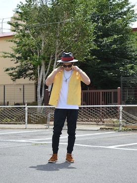 「VISVIM（ビズビム）のアイテム」を使った、UNDERPASSさん（メンズ・166cm）の夏コーディネート