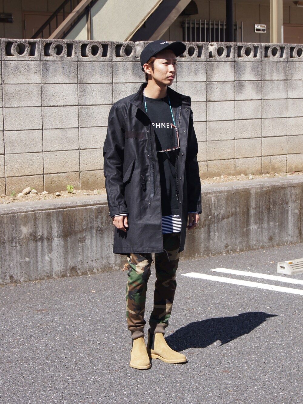 SOPHNET. STAND COLLAR MILITARY COAT S