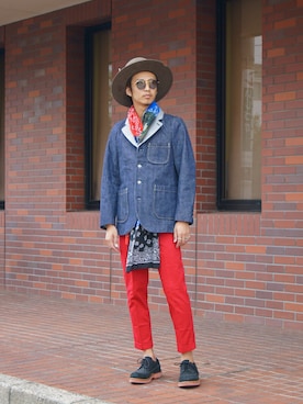 「アイテム（テーラードジャケット）」を使った、UNDERPASSさん（メンズ・170cm）の夏コーディネート