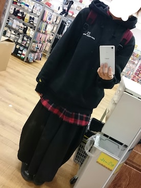 「袴パンツ」｜「アイテム（シャツワンピース）」を使った、アミコ↯さん（レディース・158cm）の冬コーディネート