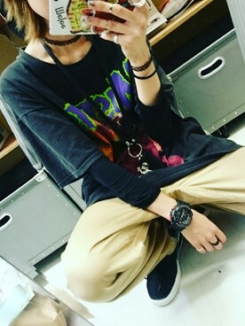 「バンT」｜「アイテム（アクセサリー）」を使った、アミコ↯さん（レディース・158cm）の秋コーディネート