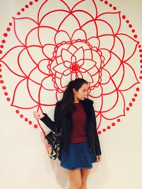 「Desigual（デシグアル）のアイテム（ライダースジャケット）」を使った、Michelle Leia Saaleさん（レディース・165cm）の冬コーディネート