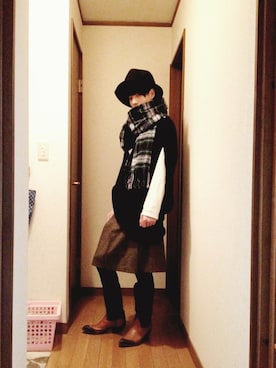 「Yohji Yamamoto（ヨウジヤマモト）のアイテム（ポンチョ）」を使った、ha-ruさん（メンズ・171cm）の秋コーディネート