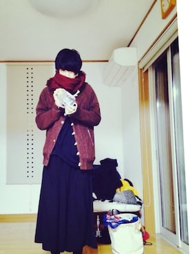 「Yohji Yamamoto（ヨウジヤマモト）のアイテム（ポンチョ）」を使った、ha-ruさん（メンズ・171cm）の冬コーディネート