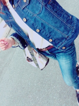 「Ungrid（アングリッド）のインディゴフレイドヘムストスリ（デニムパンツ）」を使った、なぎぴんさん（レディース・149cm）の春コーディネート