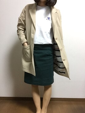 「Rodeo Crowns（ロデオクラウンズ）のアイテム（チェスターコート）」を使った、まーさん（レディース・150cm）の秋コーディネート