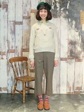 「アイテム（シャツ/ブラウス、イエロー系）」を使った、ぴのこさん（レディース・172cm）の冬コーディネート