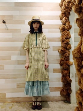 「アイテム（ハット、パープル系）」を使った、ぴのこさん（レディース・172cm）の春コーディネート