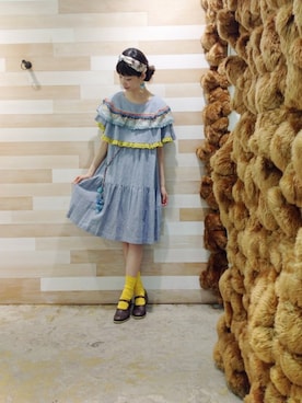 「アイテム（ヘアアクセサリー、ブルー系）」を使った、ぴのこさん（レディース・172cm）の夏コーディネート