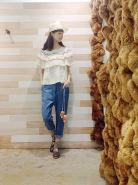 「アイテム（ドレスシューズ、ブラウン系）」を使った、ぴのこさん（レディース・172cm）の夏コーディネート