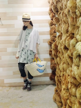 「アイテム（ドレスシューズ、ブラウン系）」を使った、ぴのこさん（レディース・172cm）の夏コーディネート