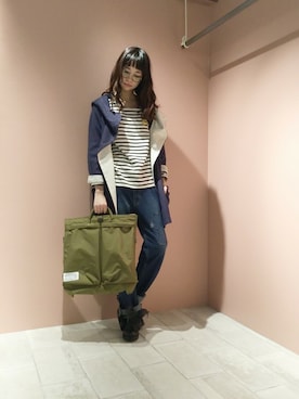 「アイテム（Tシャツ/カットソー、ブラック系）」を使った、ぴのこさん（レディース・172cm）の冬コーディネート