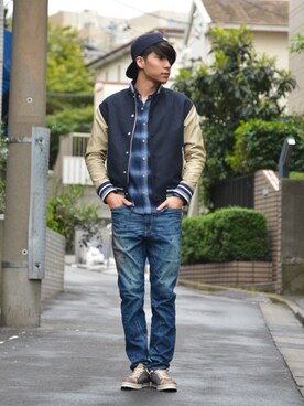 「 キャップ」｜「アイテム（ジャケット/アウター）」を使った、【glamb】NODAさん（メンズ・182cm）の秋コーディネート
