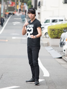 「ナンバリングT」｜【glamb】NODAさん（メンズ・182cm）の春コーディネート