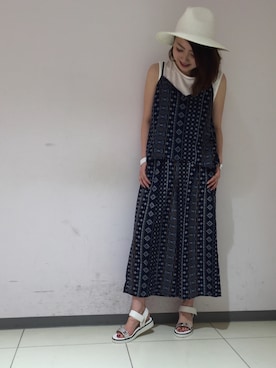 「VIS（ビス）のアイテム（帽子）」を使った、yukieさん（レディース・160cm）の夏コーディネート