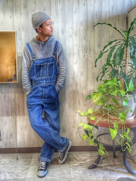 「OLD NAVY（オールドネイビー）のアイテム（オールインワン・サロペット）」を使った、Narita Taisukeさん（メンズ・183cm）の秋コーディネート