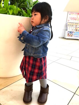 「アイテム（シャツワンピース）」を使った、M.Yさん（キッズ・90cm）の秋コーディネート