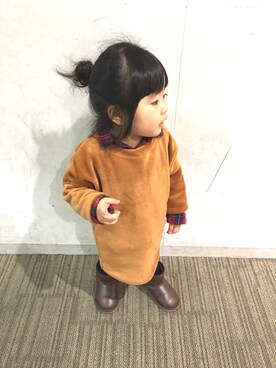 「アイテム（シャツワンピース）」を使った、M.Yさん（キッズ・90cm）の冬コーディネート