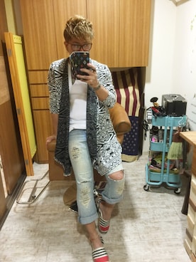 「アイテム（カーディガン/ボレロ）」を使った、mar-☆さん（メンズ・170cm）の夏コーディネート