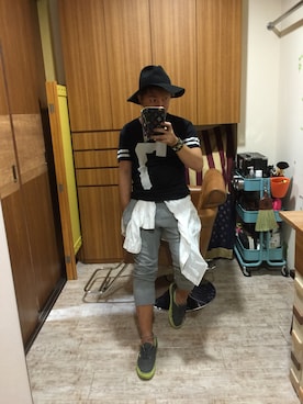 「H&M（エイチ・アンド・エム）のアイテム（Tシャツ/カットソー）」を使った、mar-☆さん（メンズ・172cm）の夏コーディネート