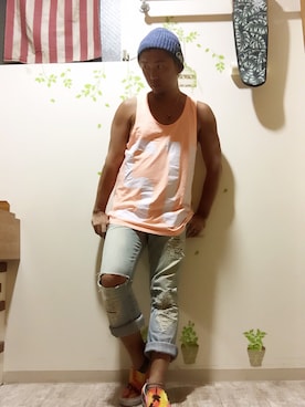 「GOLD（ゴールド）のアイテム」を使った、mar-☆さん（メンズ・172cm）の夏コーディネート