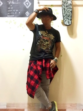 「Bershka（ベルシュカ）のアイテム（Tシャツ/カットソー）」を使った、mar-☆さん（メンズ・170cm）の秋コーディネート