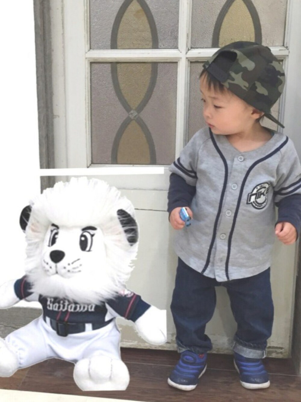 「全球団あつまりん祭、キャップ部、キャップ、ベースボールシャツ、ナイキ、子供カッコイイ、大人ヤンチャ部」｜「全球団あつまりん祭のアイテム（その他、その他）」を使った、SAQOOさん（キッズ・70cm）の春コーディネートの1枚目の写真
